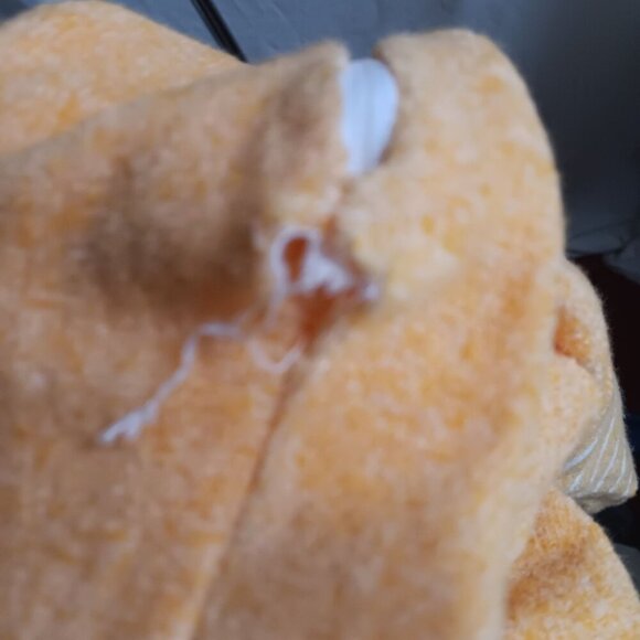 Small Vintage 80's Orange Striped Terry Cloth Womens Romper Zipper & Belt Tie - Picture 8 of 8